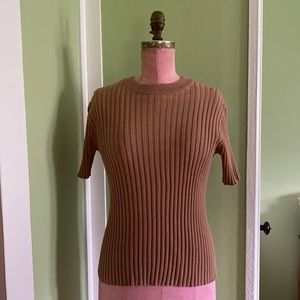 Y2K Tan Ribbed Top